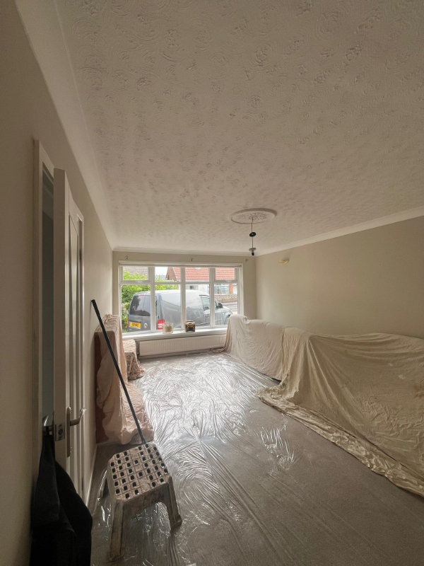 Artex Ceiling Before Re-Skimming In Mansfield