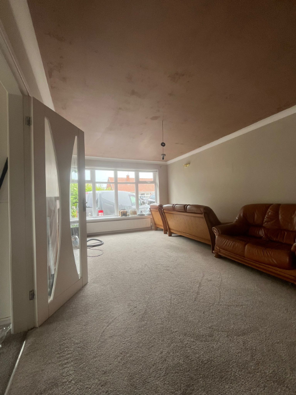 Artex Ceiling After Re-Skimming In Mansfield