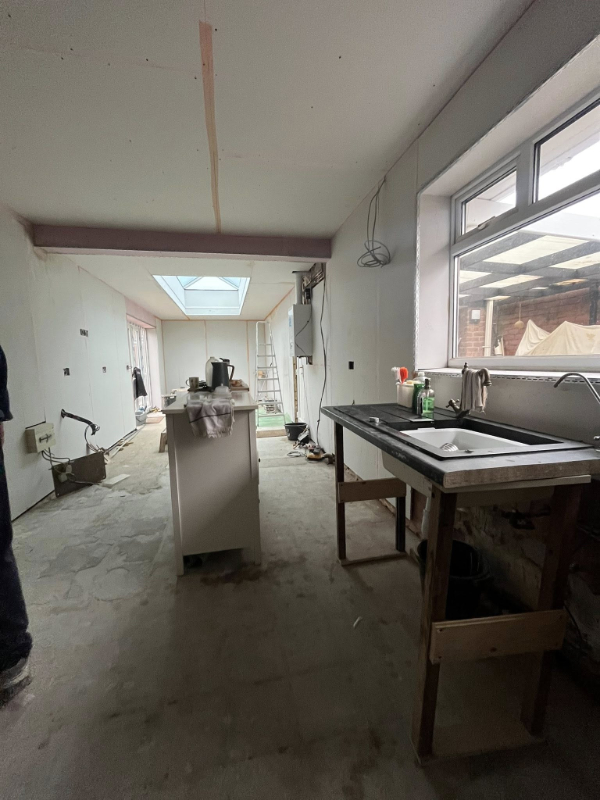 Extension Plasterboarded and Skimmed